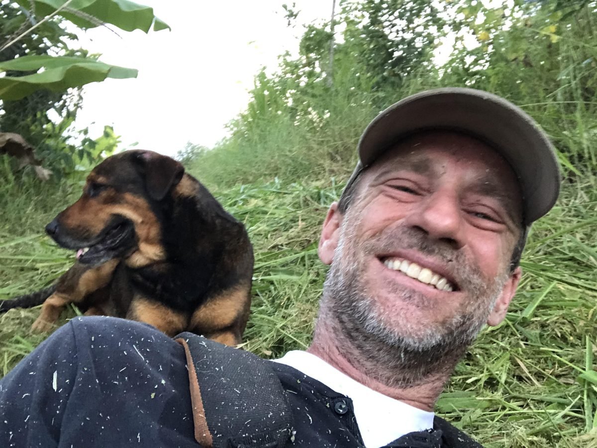 Stephan Zanga with his dog Maluco as a puppy